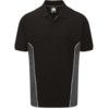 Polo Shirt, Black/Grey, Cotton/Polyester, Short Sleeve, XL thumbnail-0