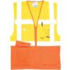 Hi-Vis Vest, Unisex, Yellow/Orange, Polyester, Zipper Closure, L thumbnail-0