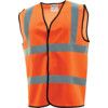 Hi-Vis Waistcoat, Unisex, Orange, Polyester, Hook & Loop Closure, XL thumbnail-0