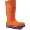 Purofort Thermo+ Unisex Metal Safety Wellingtons, Size 12, Orange/Blue, Rubber Upper, Steel Toe Cap, S5, SRC, EN ISO 20345:2011 thumbnail-1