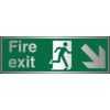 Fire Exit Arrow Down Right Aluminium Sign 300mm x 100mm thumbnail-0