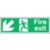 Fire Exit Arrow Down Left Rigid PVC Sign 450mm x 150mm thumbnail-0