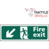 Fire Exit Running Man Sign Arrow Down / Left Taktyle 450mm x 150mm thumbnail-0