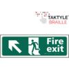 Fire Exit Running Man Sign Arrow Up / Left Taktyle 450mm x 150mm thumbnail-0