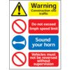 Warning Construction Site Traffic Rigid PVC Sign - 300 x 400mm thumbnail-0