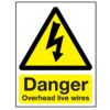 Overhead Live Wires Rigid PVC Danger Sign 300mm x 400mm thumbnail-0