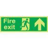 Fire Exit Arrow Up Photoluminescent Vinyl Sign 450mm x 150mm thumbnail-0