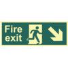 FIRE EXIT ARROW DOWN/RIGHT-PHOTOLUMINESCENT (400 X 150MM) thumbnail-0