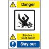 QUARRY SIGN: THIN ICE DEEP WATER/ STAY OUT - FMX (400 X 600MM) thumbnail-0