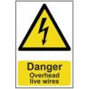 DANGER OVERHEAD LIVE WIRES -PVC(200 X 300MM) thumbnail-0