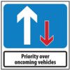 750 X 750MM TEMPORARY SIGN -PRIORITY TO ONCOMING VEHICLES thumbnail-0