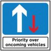 600 X 600MM TEMPORARY SIGN -PRIORITY TO ONCOMING VEHICLES thumbnail-0