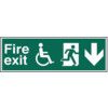 DISABLED FIRE EXIT MAN RUNNINGARR OW DOWN - PVC (450 X 150MM) thumbnail-0