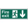 FIRE EXIT RUNNING MAN ARROW DOWN- PVC (400 X 150MM) thumbnail-0