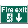 FIRE EXIT RUNNING MAN ARROW DOWN- PVC (600 X 400MM) thumbnail-0