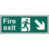 FIRE EXIT RUNNING MAN ARROWDOWN/RIGHT PVC (400 X 150MM) thumbnail-0