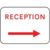 600X450MM DIBOND 'RECEPTION ARROW RIGHT' ROAD SIGN (W/O CHANNEL) thumbnail-0