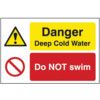 QUARRY SIGN: DANGER DEEP COLDWATER/DO NOT SWIM-FMX(600X400MM) thumbnail-0