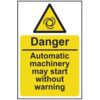 DANGER AUTOMATIC MACHINERY MAYSTART - RPVC (200 X 300MM) thumbnail-0