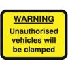 600X450MM DIB 'WARNING UNAUTH VEHICLES. CLAMPED' ROSIGN(W CHANNEL) thumbnail-0