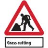 RD WORKS GRASS CUT SUPP PLATE-CLASSICROLL UP TRAF.SIGN(750MM TRI)  thumbnail-0