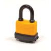 Keyed Padlock, Keyed Alike, Steel, Yellow/Black, 40mm Width, Weatherproof thumbnail-0