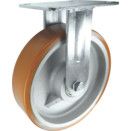 Medium to Heavy Duty Fabricated Steel Castors, Red Polyurethane Tyred Wheel with Cast Iron Centre - Roller Bearing thumbnail-0