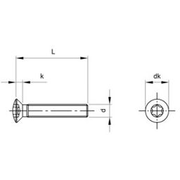 Machine Screw, Metric - A2 Stainless - Torx Raised Countersunk Head Screw - DIN 966  thumbnail-1