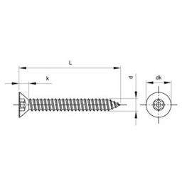 Security Self Tapping Screw, Inch - A2 Stainless, Torx Countersunk - DIN 7982-TX-PIN thumbnail-1