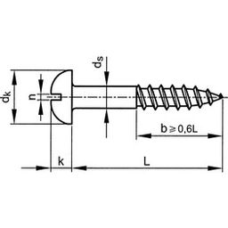 Woodscrew, Self Tapping - Brass - Grade Cu2/Cu3 - Slotted - Round Head - DIN 96 thumbnail-1