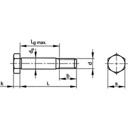 Hex Head Shoulder Screw, Metric - Steel - Grade 8.8 - Long Thread - DIN 609 thumbnail-1