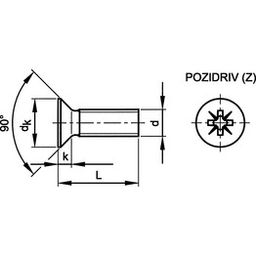 Machine Screw, Metric - A4 Stainless - Pozi Countersunk Head Screw - DIN 965 - Z thumbnail-1