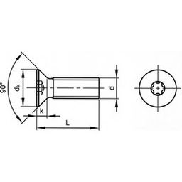 Machine Screw, Metric - A4 Stainless - Torx Countersunk Head Screw - DIN 965 thumbnail-1