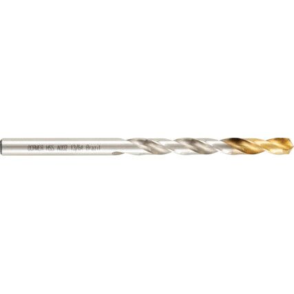 A002, Jobber Drill, 13/64in., Normal Helix, High Speed Steel, TiN-Tipped