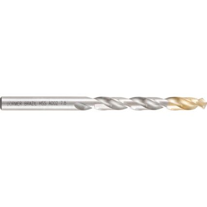 A002, Jobber Drill, 7.8mm, Normal Helix, High Speed Steel, TiN-Tipped