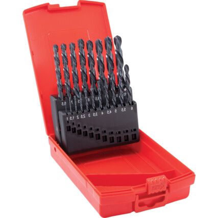 A190, No.201, Jobber Drill Set, Standard Length, Metric, High Speed Steel, Set of 19