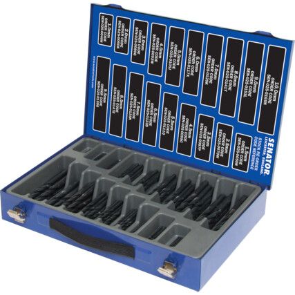 Jobber Drill Set, 1mm to 10mm x 0.5mm, Metric, High Speed Steel, Set of 170