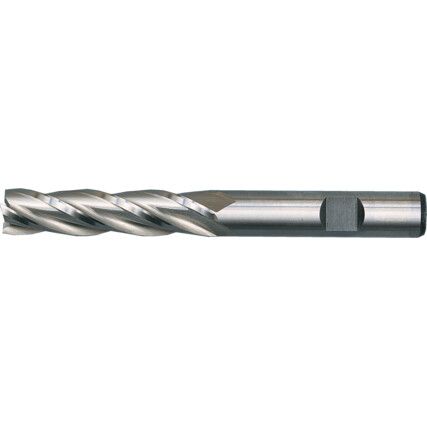 End Mill, Long, 3.5mm, Weldon Flat Shank, 4fl, Cobalt High Speed Steel, Bright