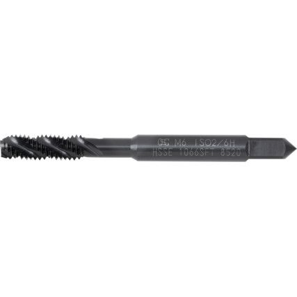 1066-SFT, Machine Tap, M6 x 1mm, Metric Coarse, Spiral Flute, High Speed Steel, Steam Tempered