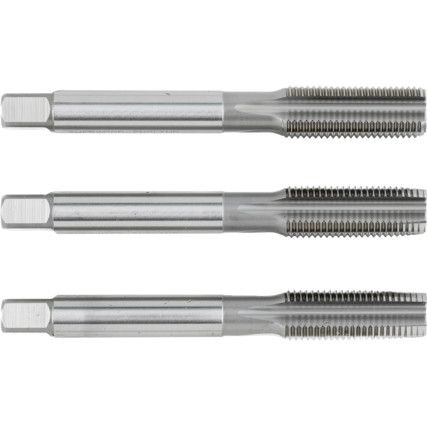 Hand Tap Set , M12 x 1.25mm, Metric Fine, High Speed Steel, Bright, Set of 3