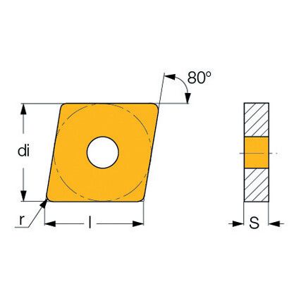 CNMG 120408-M3M, Turning Insert, Grade IC6015, Carbide, 80° Rhombic