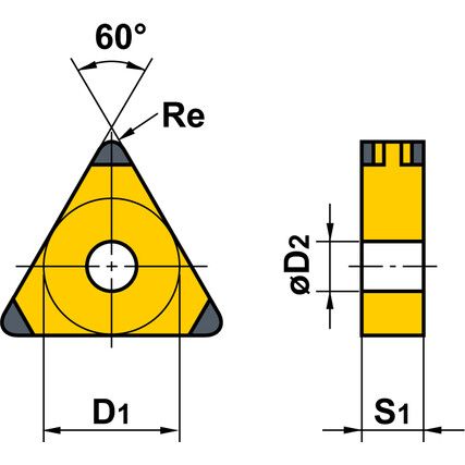 TCGX 16T304-AL, Turning Insert, Grade H10, Carbide, Triangle