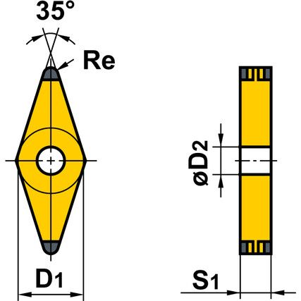 VBMT 160408-UM, Turning Insert, Grade H13A, Carbide, 35° Rhombic