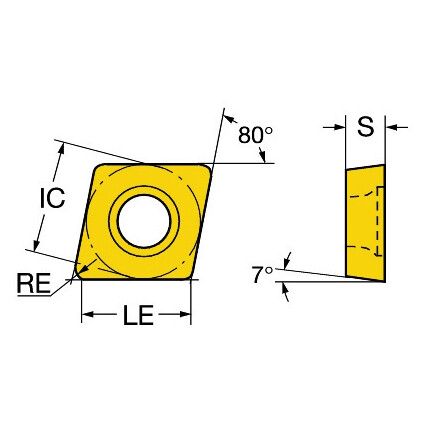 CCMT 09T304-MM, Turning Insert, Grade 2025, Carbide, 80° Rhombic