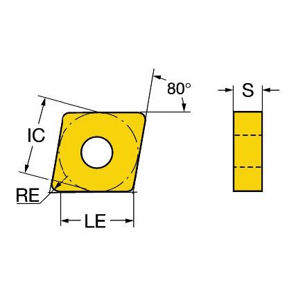 CNMG 120408, Turning Insert, Grade KC850, Carbide, 80° Rhombic