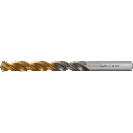 Jobber Drill, 10.5mm, High Helix, Cobalt High Speed Steel, TiN-Tipped