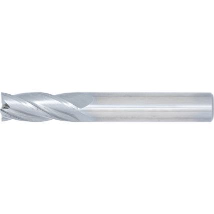 End Mill, Regular, Plain Round Shank, 10mm, Bright, Carbide, 4fl