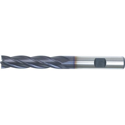 10, End Mill, Long, Weldon Flat Shank, 3mm, Cobalt High Speed Steel, TiALN