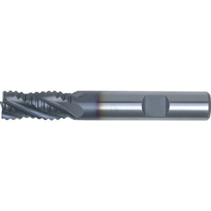 17, Roughing End Mill, 8mm, Weldon Flat Shank, 3fl, Cobalt High Speed Steel, TiCN, M42