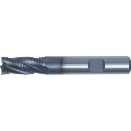 25, Roughing End Mill, 6mm, Weldon Flat Shank, 3fl, Cobalt High Speed Steel, TiCN, M42